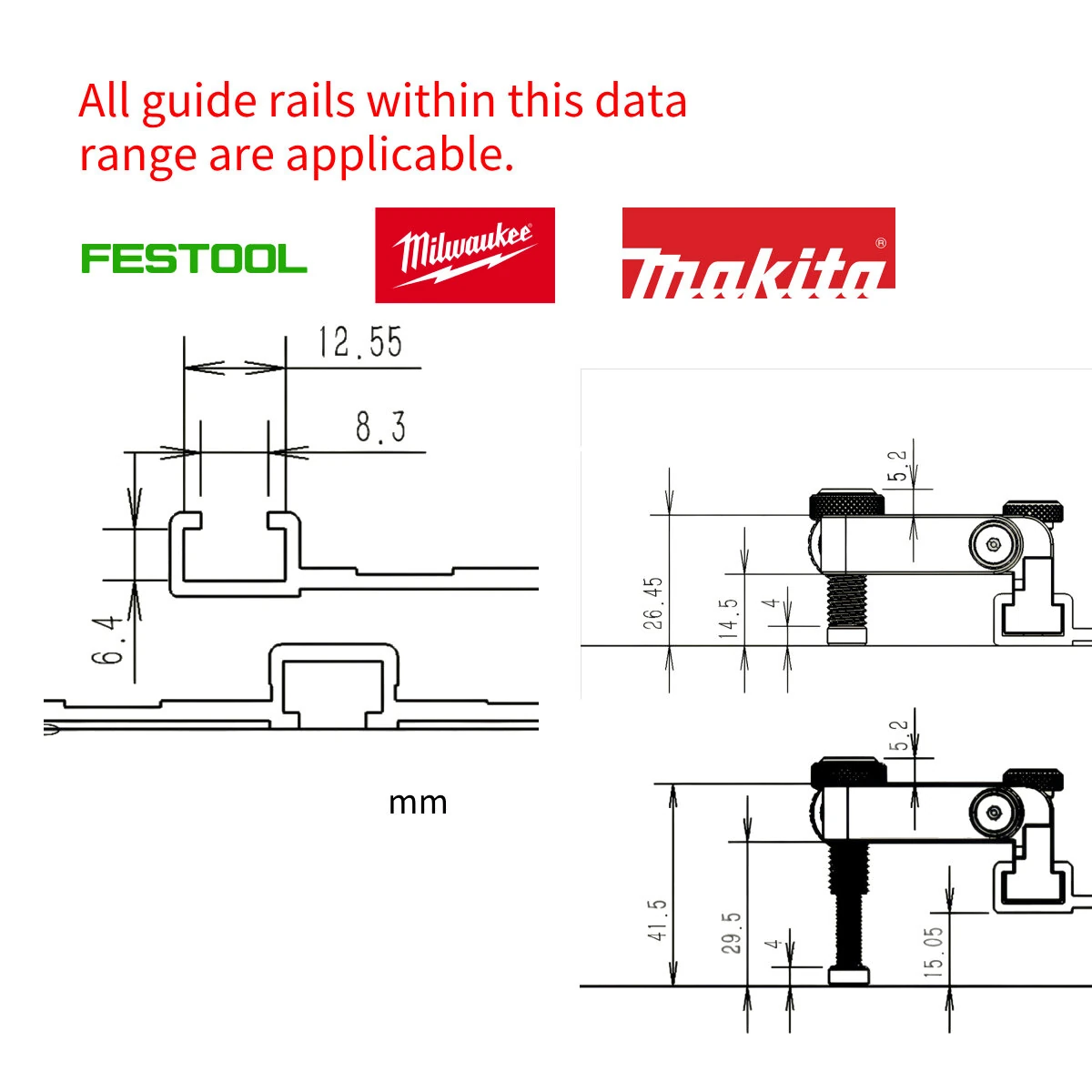 HONGDUI HD30-GD7N Folding Guide Rail Clamp | 2-Pack for MFT System & Router Table - Image 4