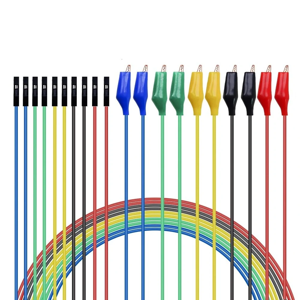 P1531 Dupont Wire Kit - 10PCS Female to Crocodile Clip Test Leads | Silicone Jumper Cables - Image 3
