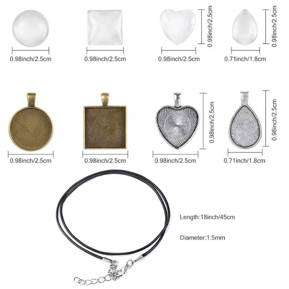 60pcs Necklace Pendant Bottom Tray Set | DIY Jewelry Making Photo Pendants - Image 2