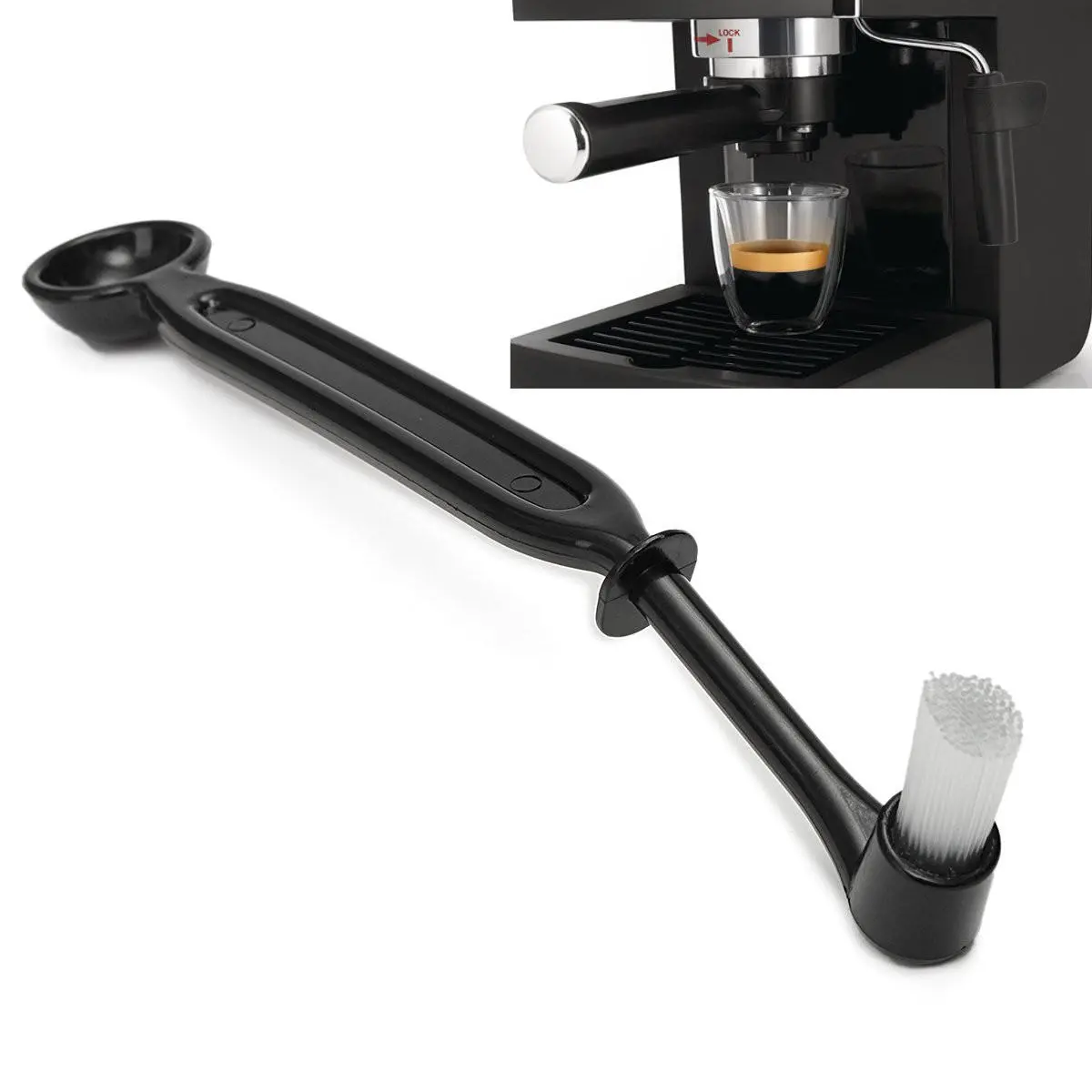Coffee Machine Brush & Spoon - 22cm Nylon Cleaning Brush for Espresso Group Head - Image 5