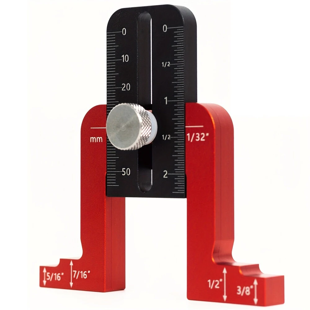 Precision Aluminum Alloy Height Gauge - Adjustable Depth Tool for Table Saw & Drill Press | Dual Metric & Imperial Scales - Image 2