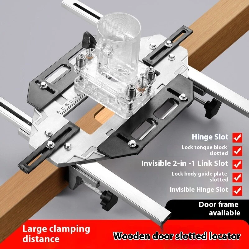 Aluminum Door Hinge Jig Guide - Woodworking Hole Opener & Lock Installation Tool - Image 2