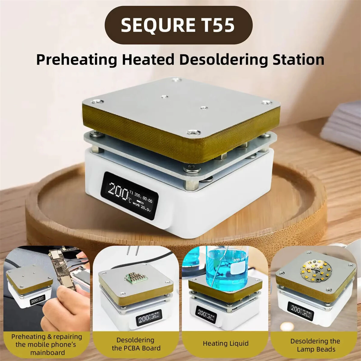 SEQURE T55 Preheating Rework Station | Adjustable Hot Plate for PCB & SMD - Image 2