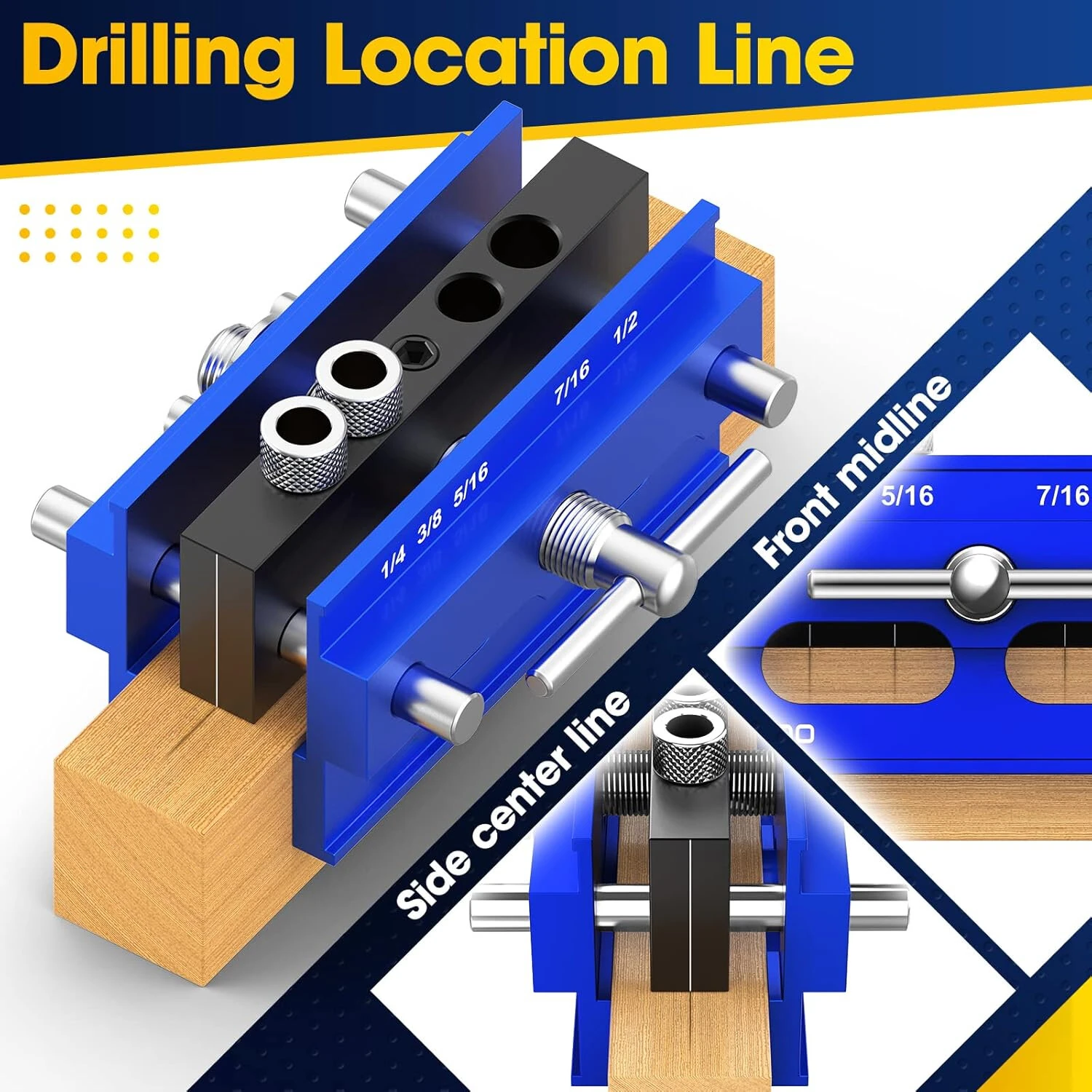 Self-Centering Doweling Jig Kit | 6 Drill Guide Bushings | Metric & Imperial Scale - Image 4