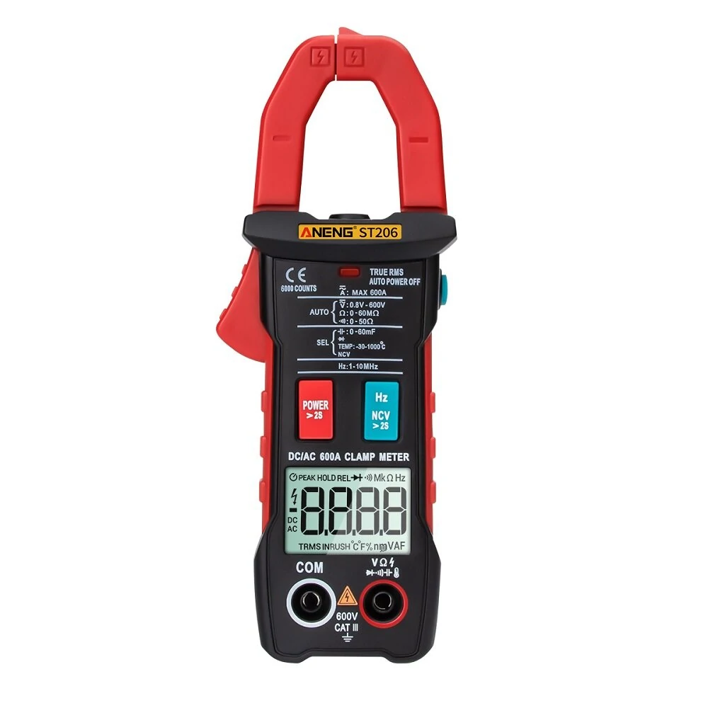 ANENG ST206 Digital Clamp Meter - 6000 Count True RMS AC/DC Current Tester - Image 5