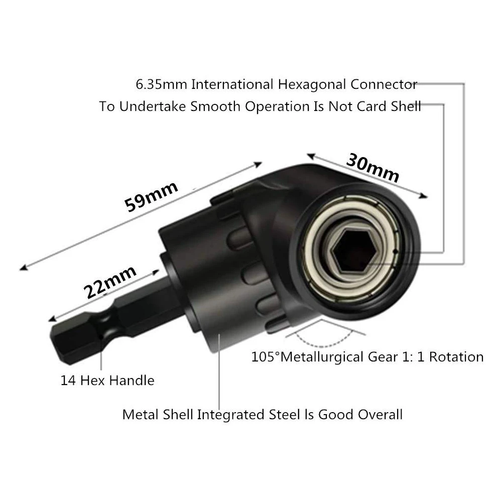 Drillpro 105 Degree Right Angle Driver - 1/4 Inch Hex Drill Bit & Screwdriver - Image 2