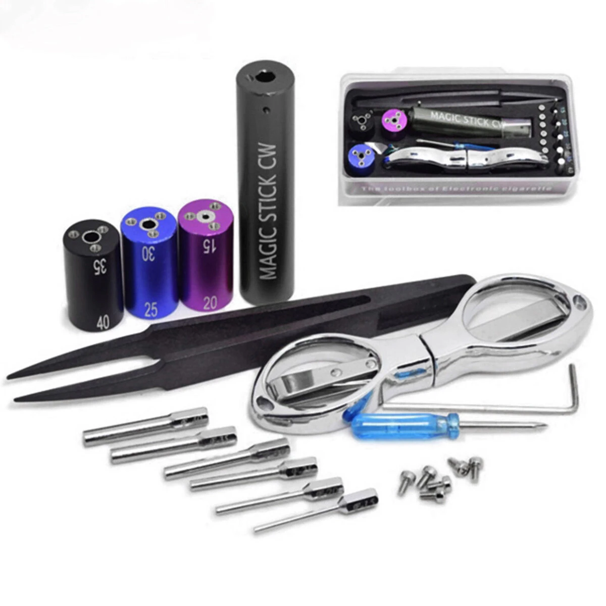 Coil Master 6-in-1 DIY Tool Kit - Jig Winder Scissors Tweezers for RDA RBA - Image 2