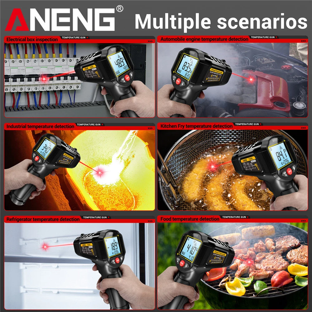 ANENG TH202 Infrared Thermometer Gun | -50°C to 600°C | Laser & LCD Backlit - Image 4