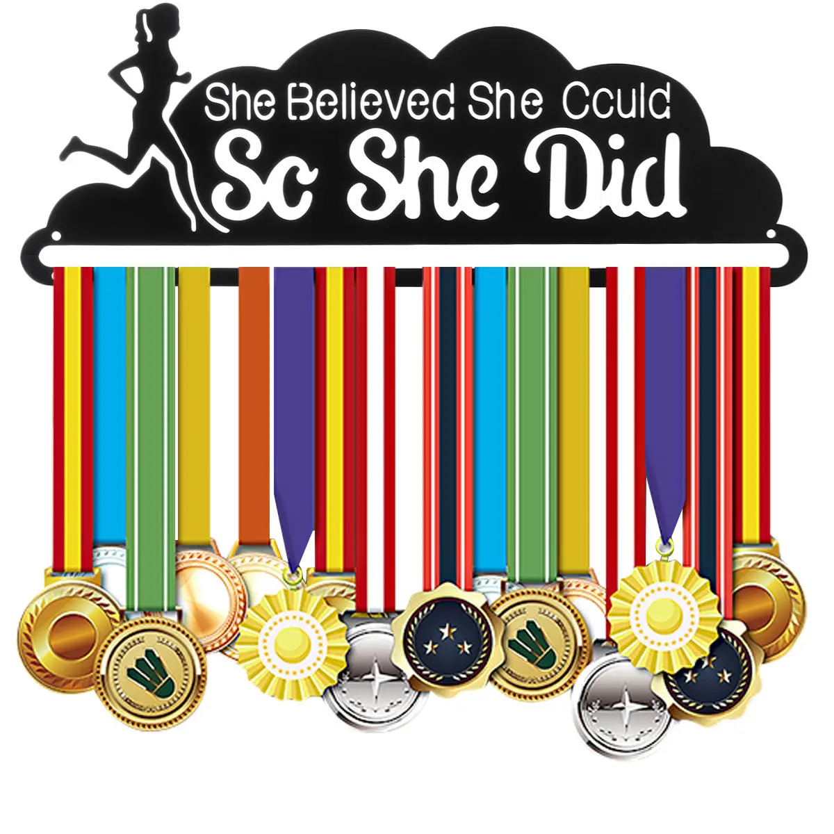 Running Medal Hanger Display Rack - 400x158mm Steel Sport Medals Holder Decor - Image 4