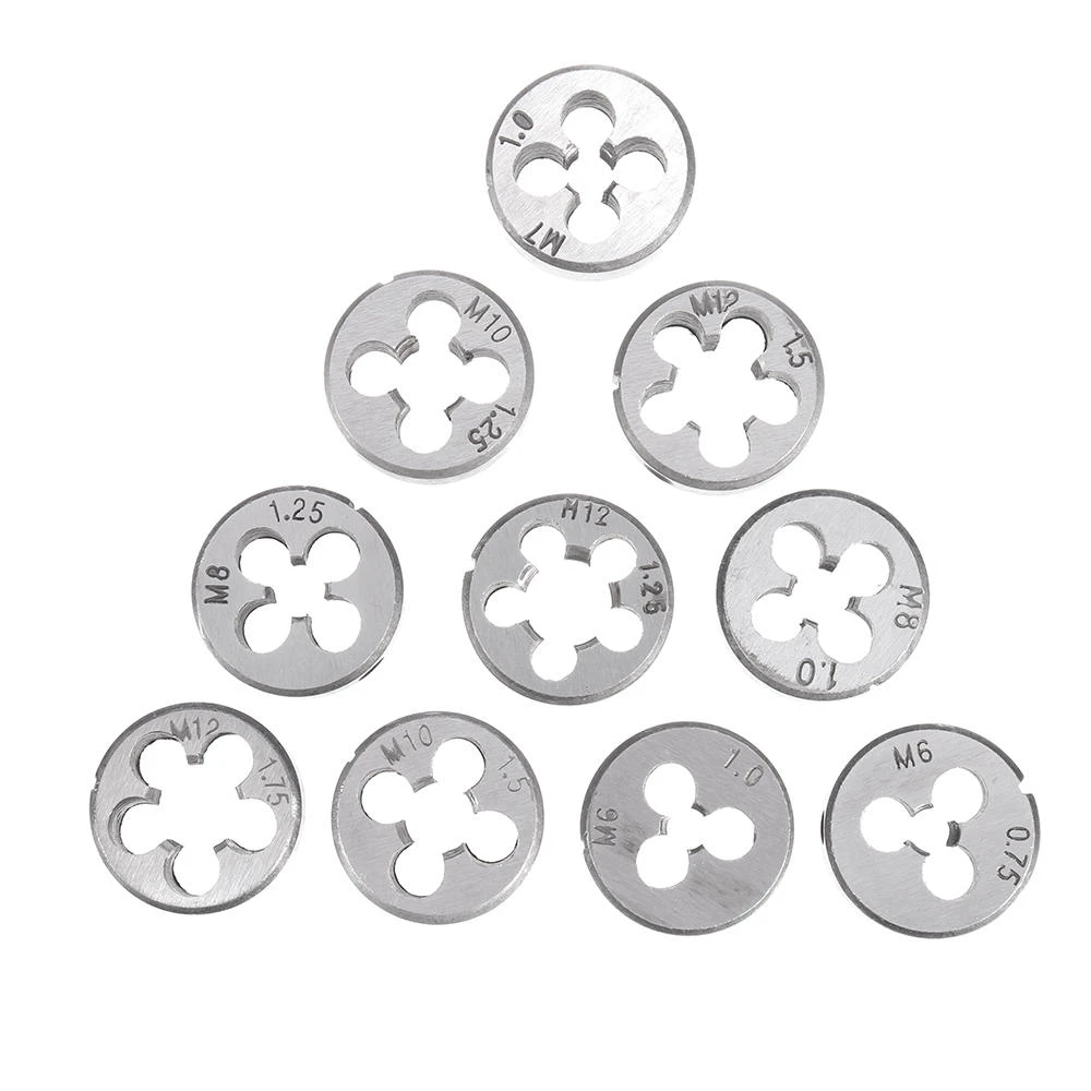 Drillpro 10Pcs Metric Thread Die Set | M6 M7 M8 M10 M12 | Circular Die - Image 3