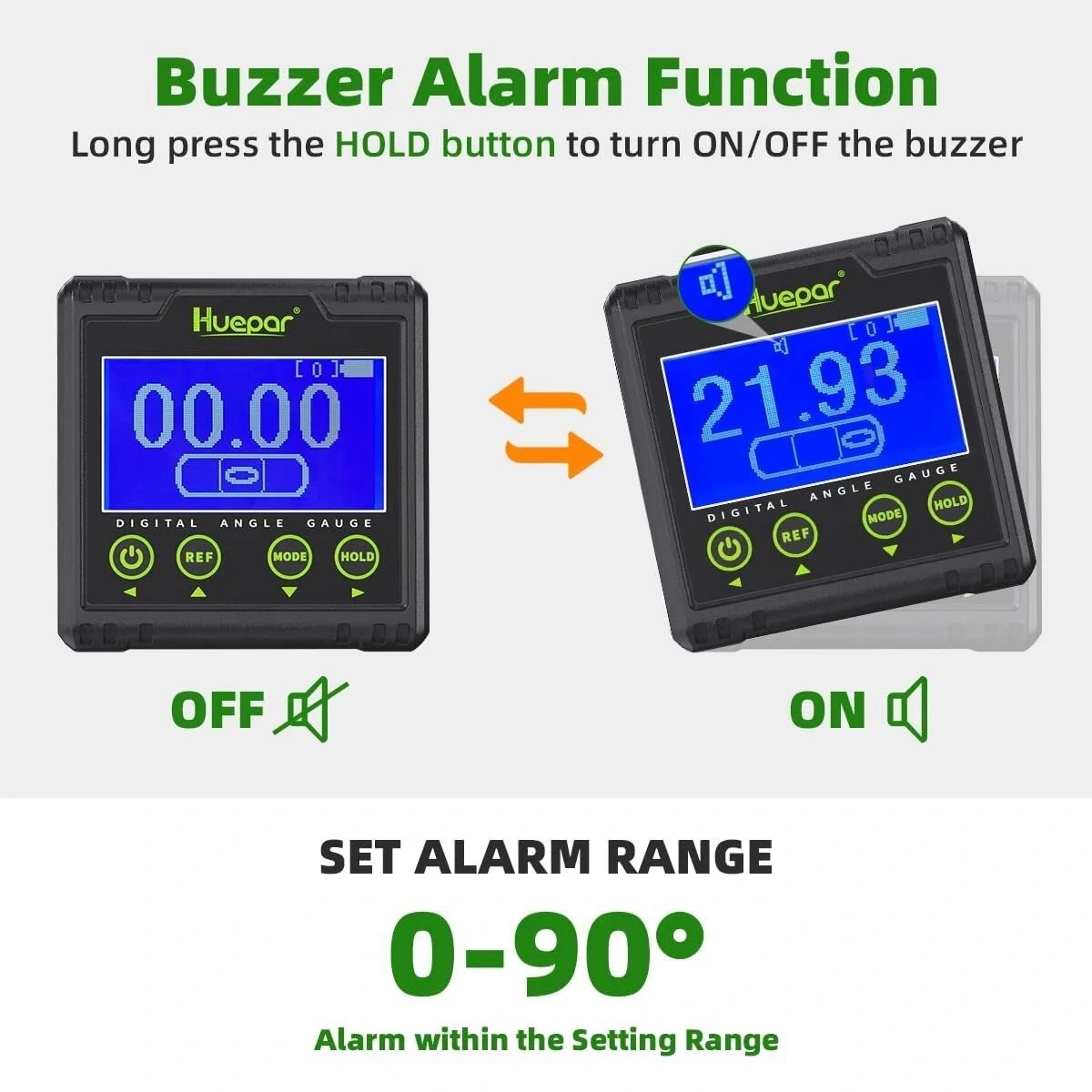 Huepar AG03 Digital Angle Gauge | Dual Axis Level Box with Magnetic Base & LCD - Image 4