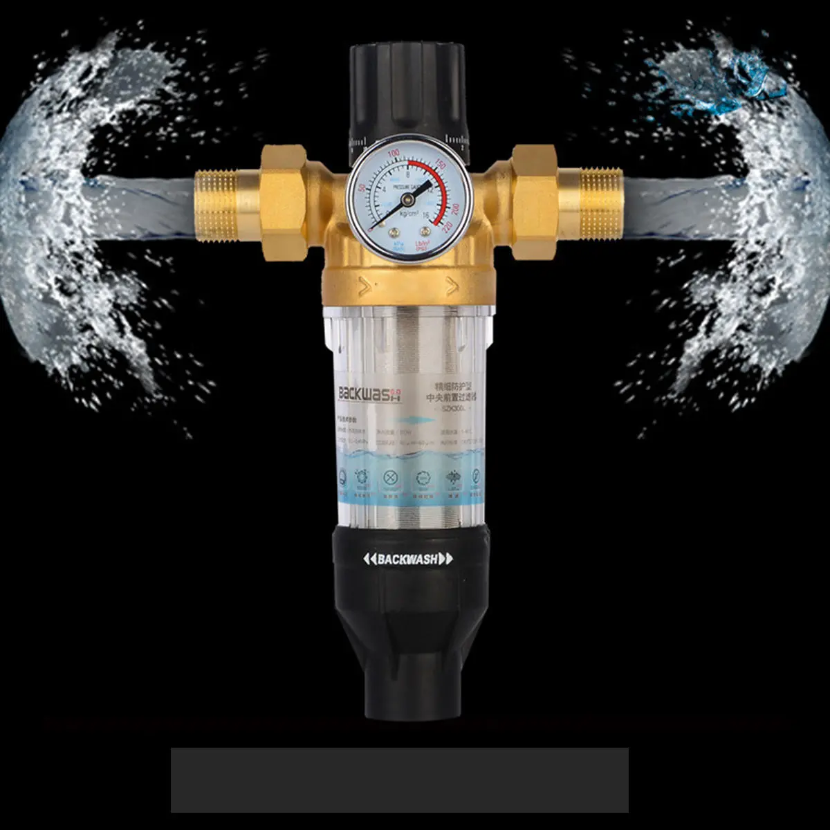 Pure Brass Water Pre-Filter | 3000L/H Flow | Backwash Rust & Sediment Removal - Image 3