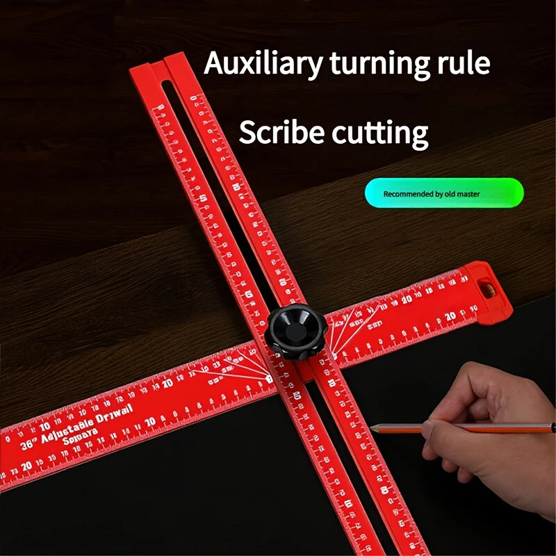 Adjustable T-Shape Angle Ruler - Aluminum Alloy Multi-Angle Measuring Tool | 60cm - Image 3