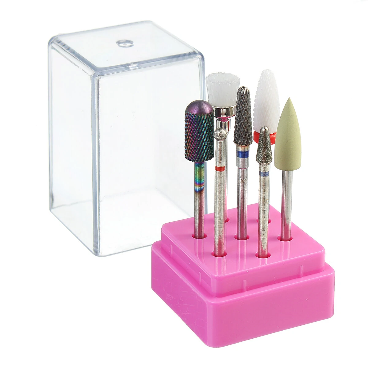 7Pcs Nail Art Drill Bits - Electric Manicure Tool with Polishing Grinding Heads - Image 3