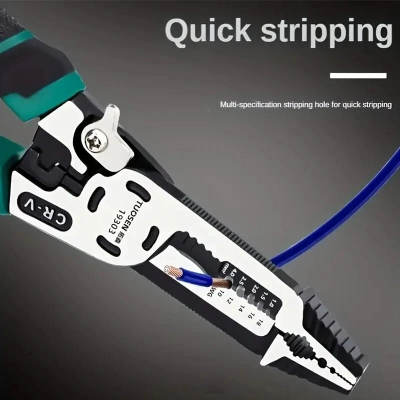 Vanadium Steel Electrician Pliers - Wire Stripping & Cutting Tool with Non-Slip Grip - Image 5