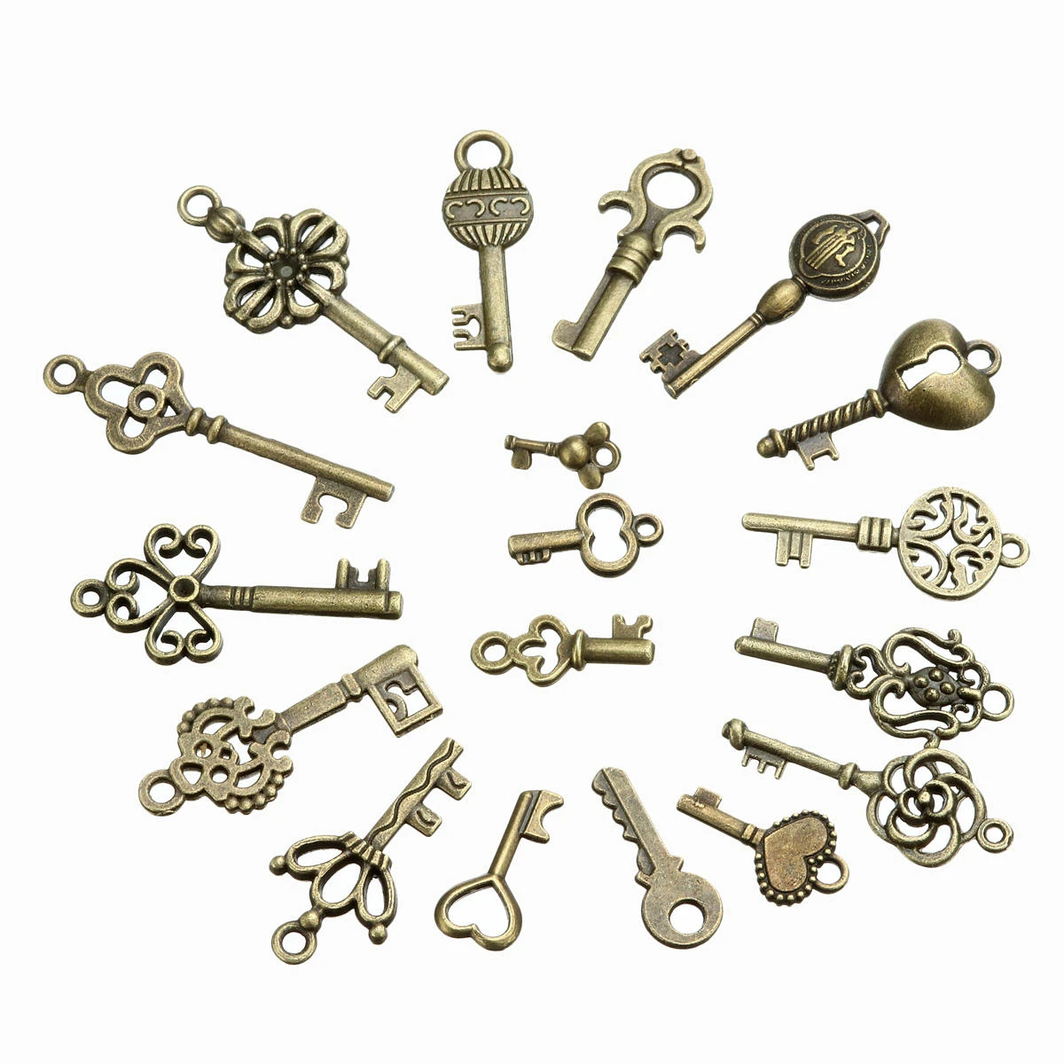 Antique Bronze Key Pendant Kit - 18Pcs for Necklace Bracelet Anklet - Image 3