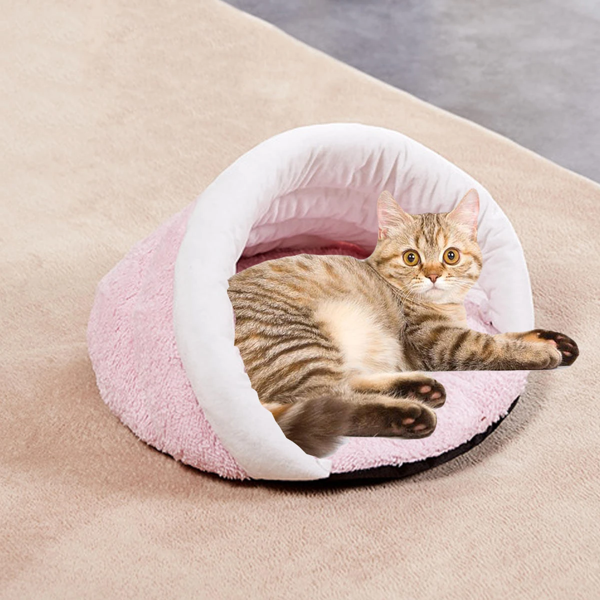 Pet Cat Dog Cave Bed - Soft Warm Winter Sleeping Bag Mat for Puppy - Image 2