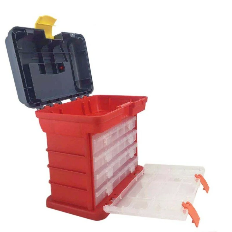 Plastic Fishing Tackle Box - 4 Layer Storage for Lures, Screws & Tools - Image 4