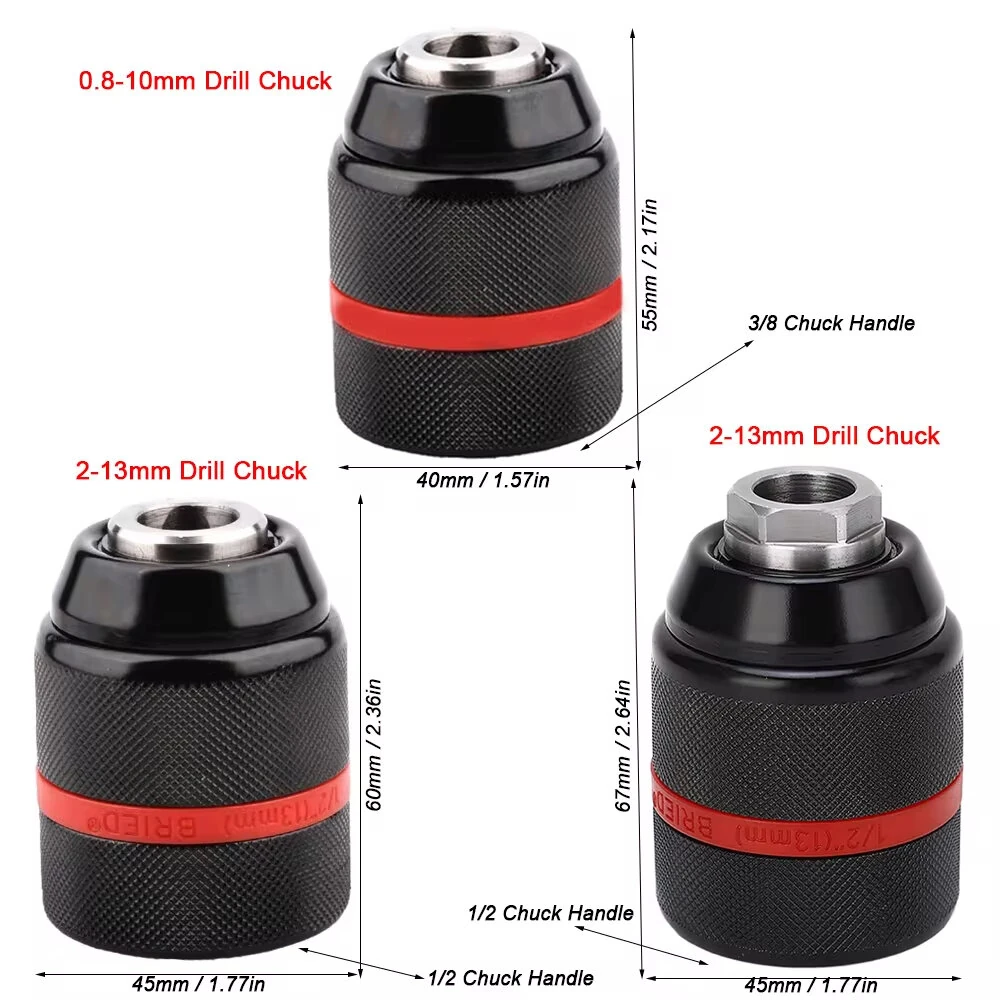 Metal Drill Chuck 13mm Threaded Keyless - Hex Shank SDS Square Adapter for Drill Bits - Image 5