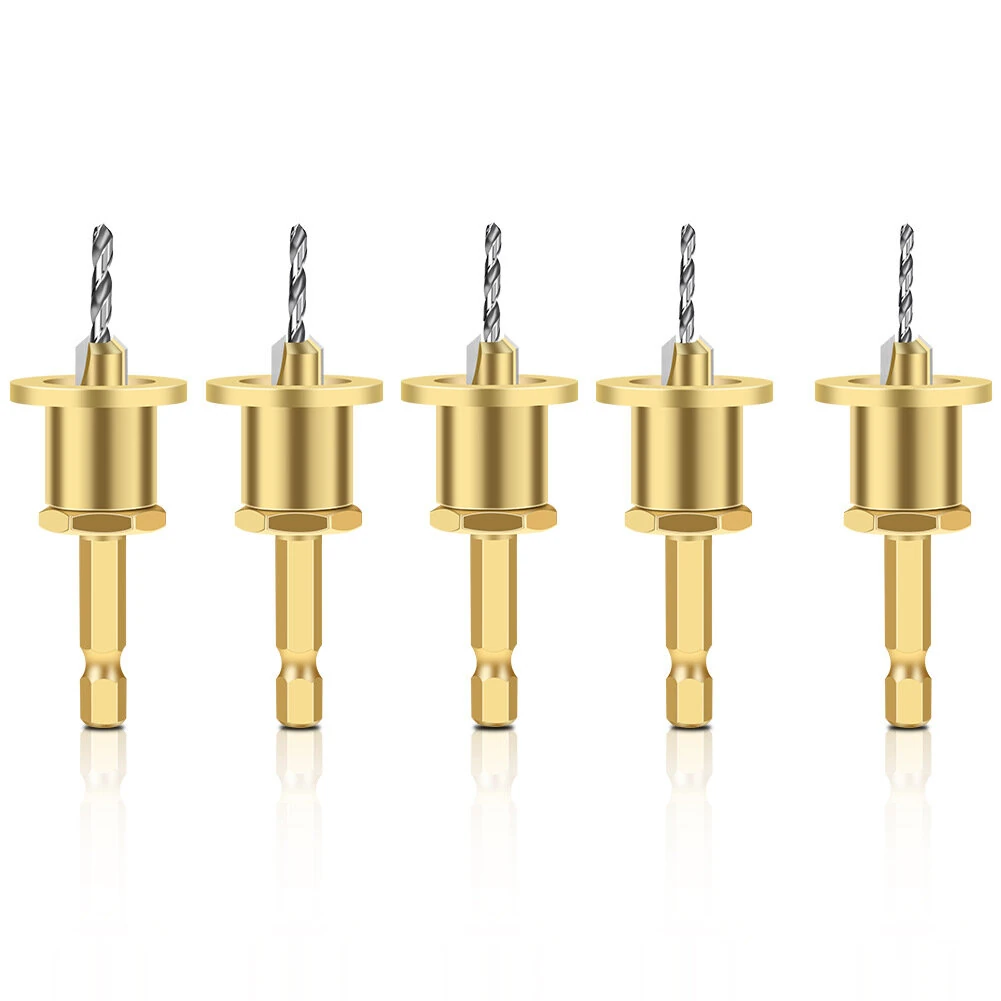 5PCS 6.35mm Hex Shank Tungsten Carbide Countersink Drill Bits Set | Adjustable Depth Stop | 2.8-4mm Sizes for Woodworking - Image 3
