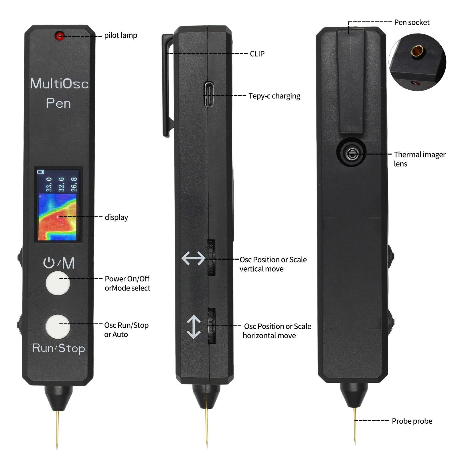 Precision Worker Oscilloscope Pen - Voltage Tester & Thermal Imager | Resistance & Diode - Image 2