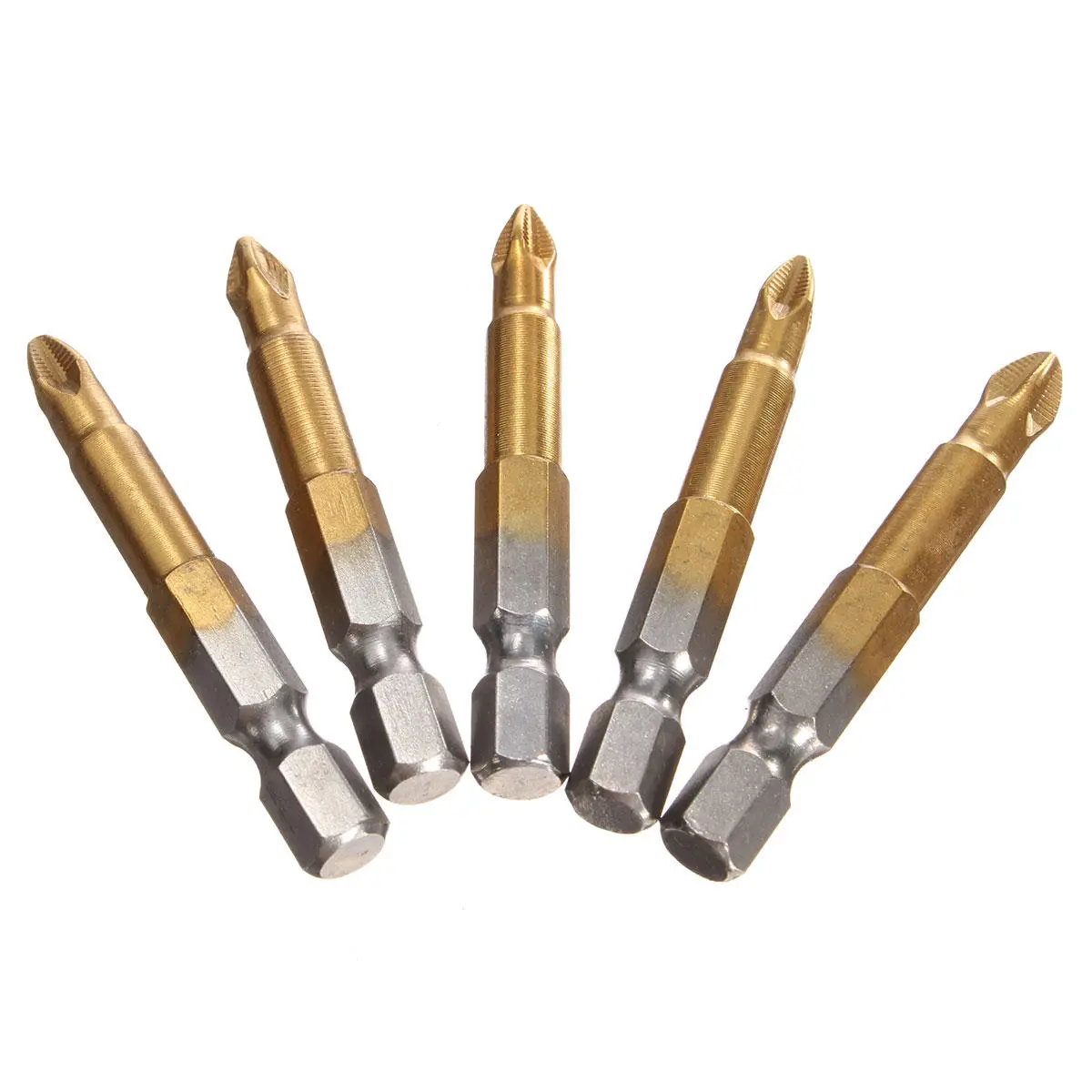 5pcs 50mm Titanium Coated PH2 Screwdriver Bits | 1/4 Inch Hex Shank, Magnetic & Anti-Slip - Image 3