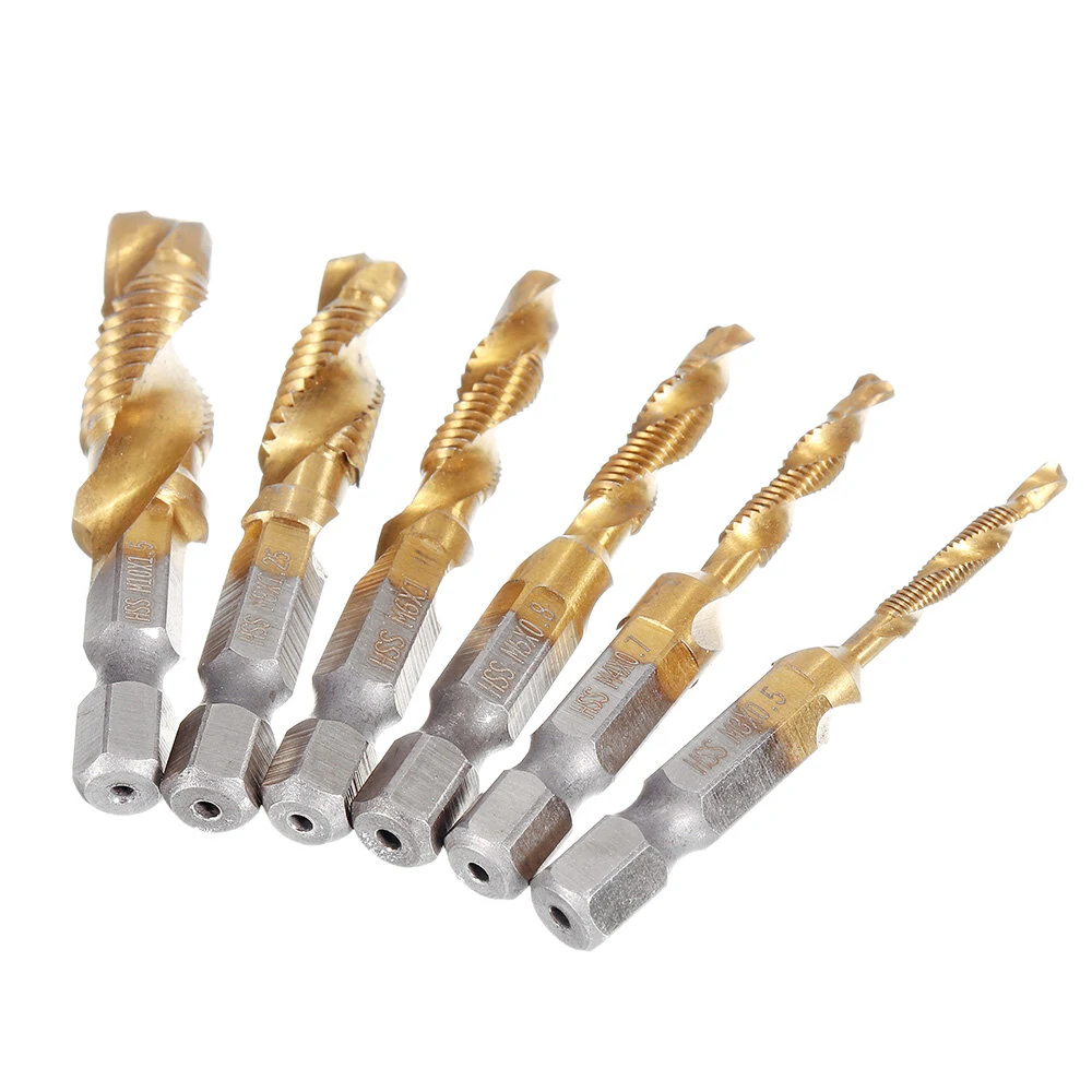 7Pcs HSS Titanium Drill Bit Set | M3-M10 Tap & Deburr Bits with Center Punch - Image 4