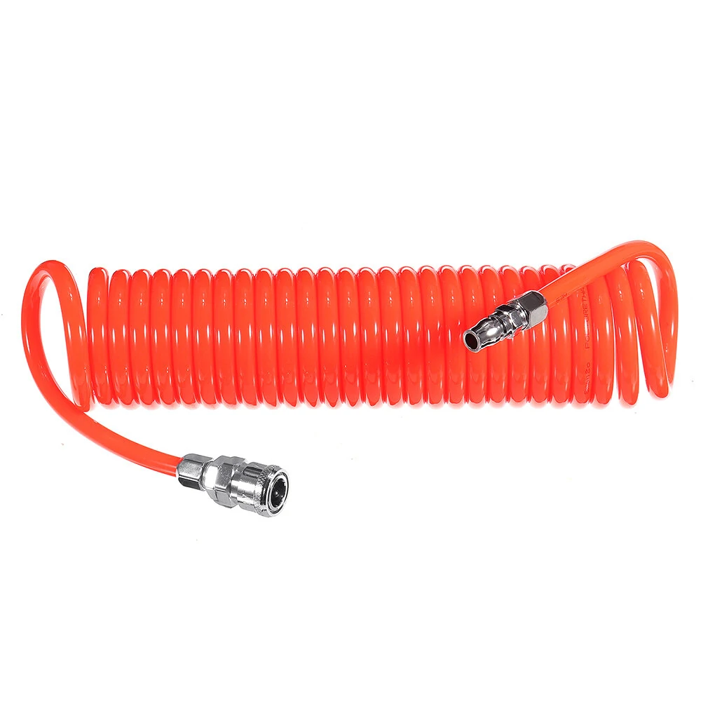 PU Spiral Air Hose 6.5mm ID x 15M | 1/4 Inch Quick Coupler & Bend Restrictor - Image 2