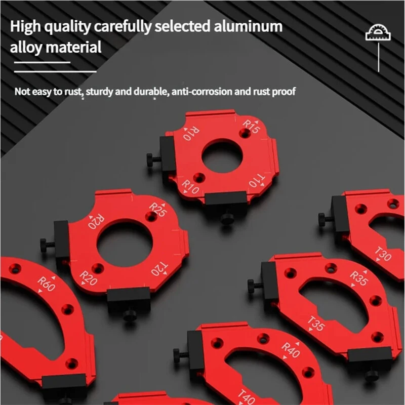 Corner Routing Jig Template with Removable Clip - R10 to R60 Arc Cutting Guide - Image 3