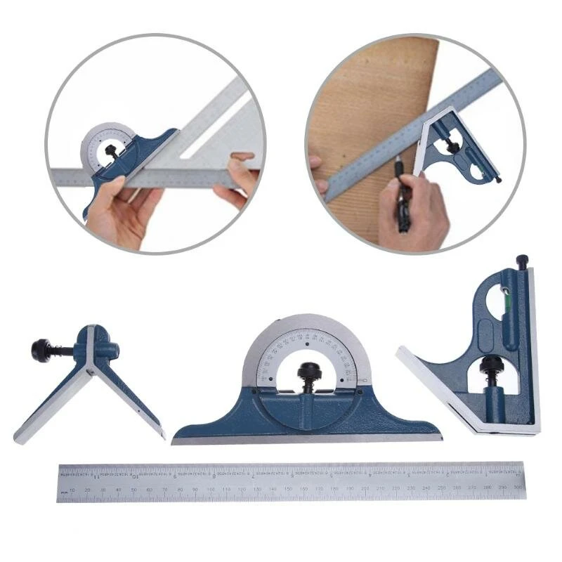 Universal Bevel Protractor Ruler Set - 180 Degree Angle Tool - Stainless Steel - Image 3