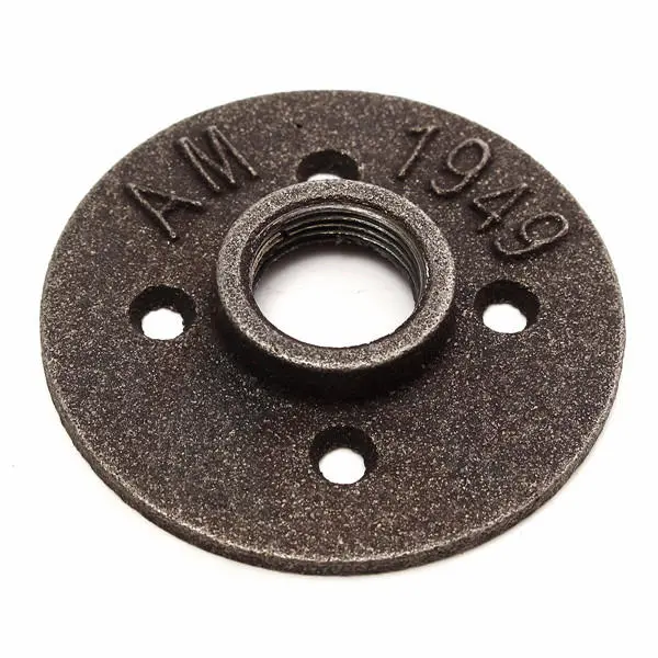 Black Malleable Iron Floor Flange - 3/4 Inch NPT Antique Wall Flange Seat - Image 3