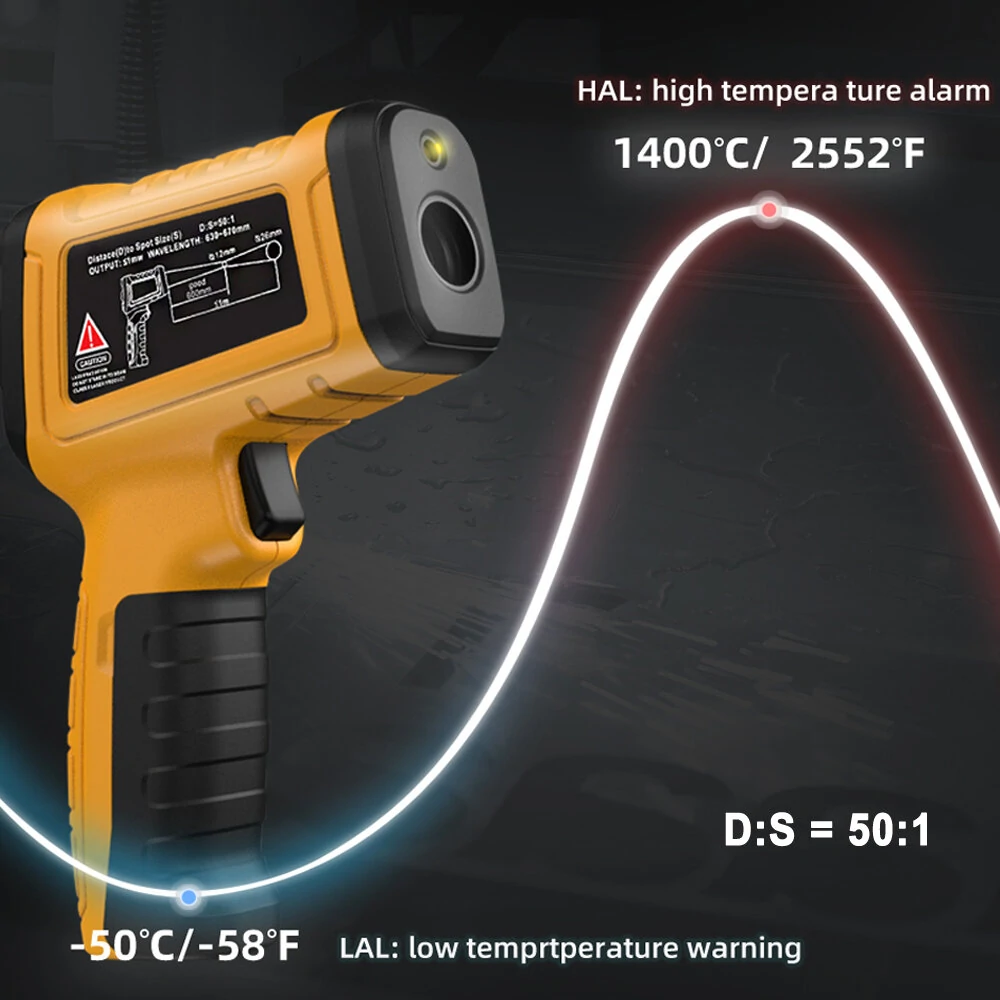 BSIDE Infrared Thermometer -50 to 1400°C | 50:1 Ratio Non-Contact Laser Pyrometer - Image 4