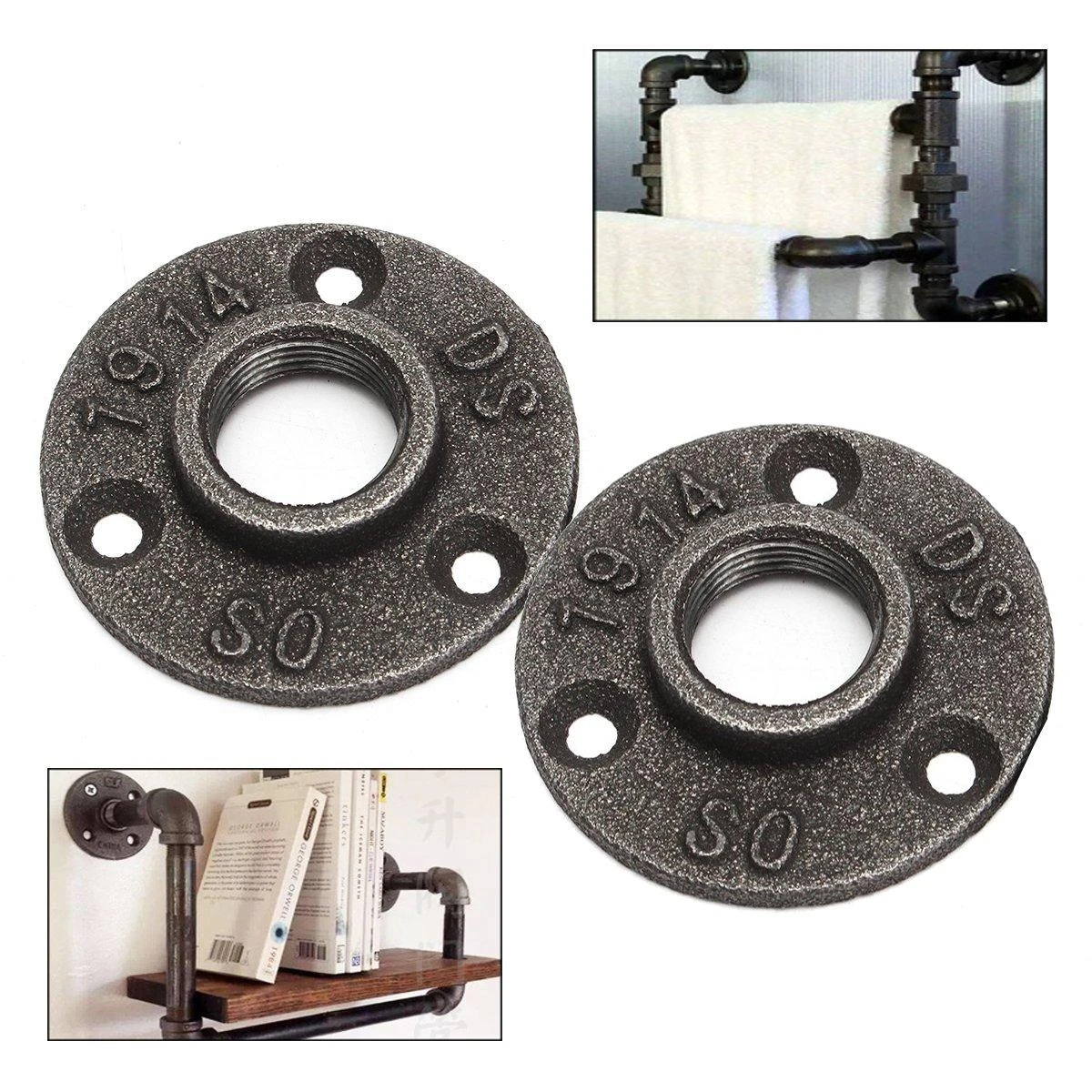 Black Malleable Iron Floor Flange - 3/4 Inch Threaded - 10pcs Wall Mount Pipe Fittings - Image 2