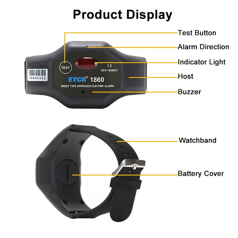 ETCR1860 High Voltage Alarm Bracelet | 1kV-500kV Professional Tester | Wrist Watch Tool - Image 5