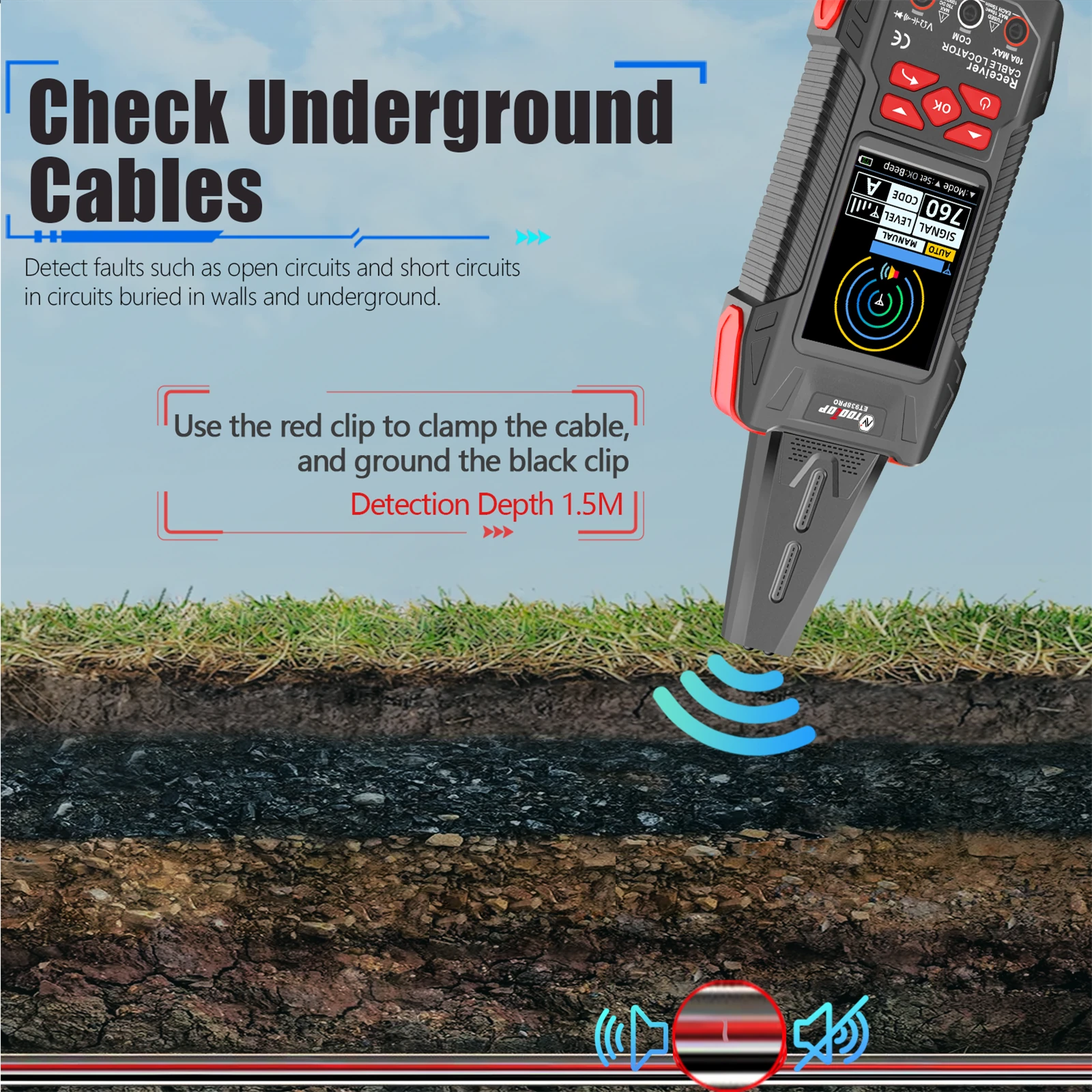 ET938PRO 3-in-1 Wire Locator - Infrared Thermal Camera & Multimeter | LCD Screen, Rechargeable, 2m Depth - Image 5