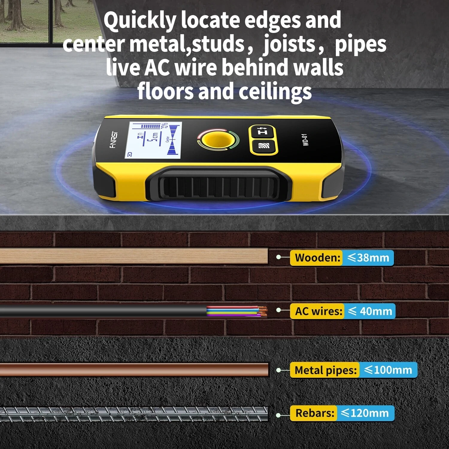FNIRSI WD-01 Metal Detector Wall Scanner | Find Studs, Wires, Metal & Wood - Image 3