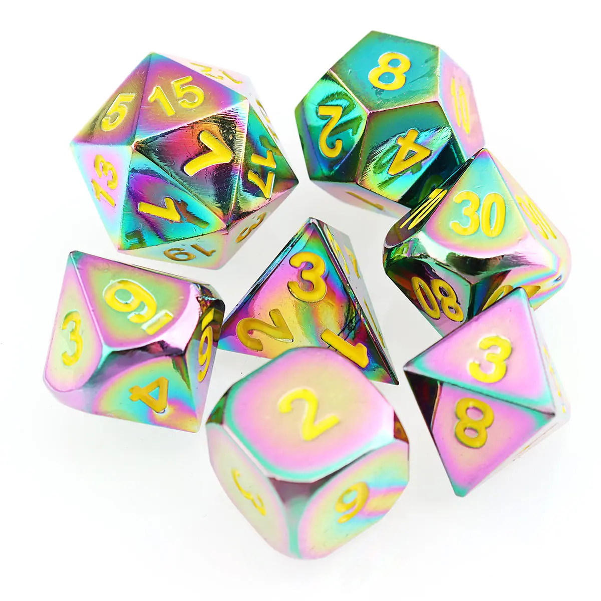 7Pcs Embossed Metal DND Dice Set - Polyhedral RPG Dice for MTG with Bag - Image 5