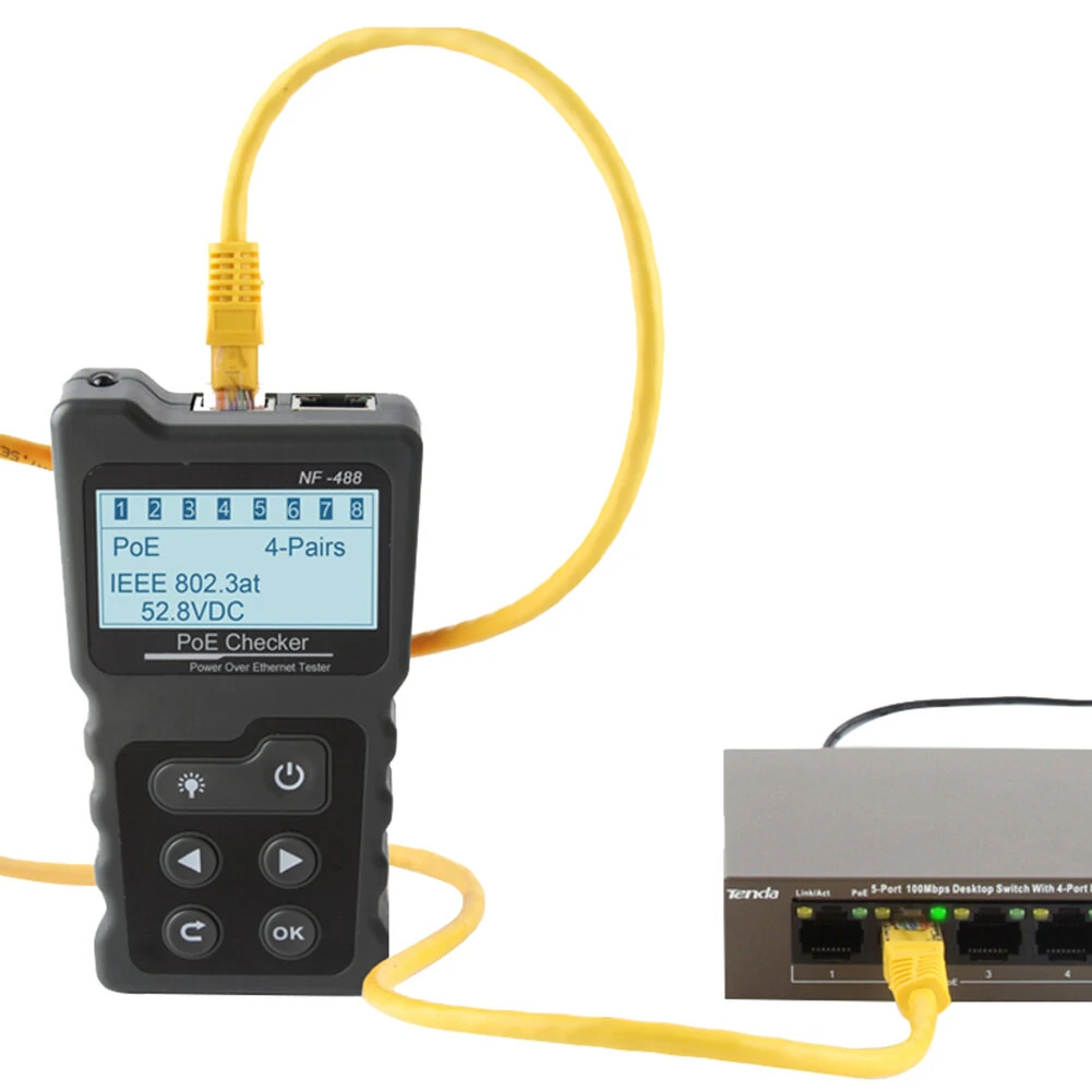 NF-488 Digital LAN Cable Tester | CAT5 CAT6 PoE Switch | LCD Display - Image 3