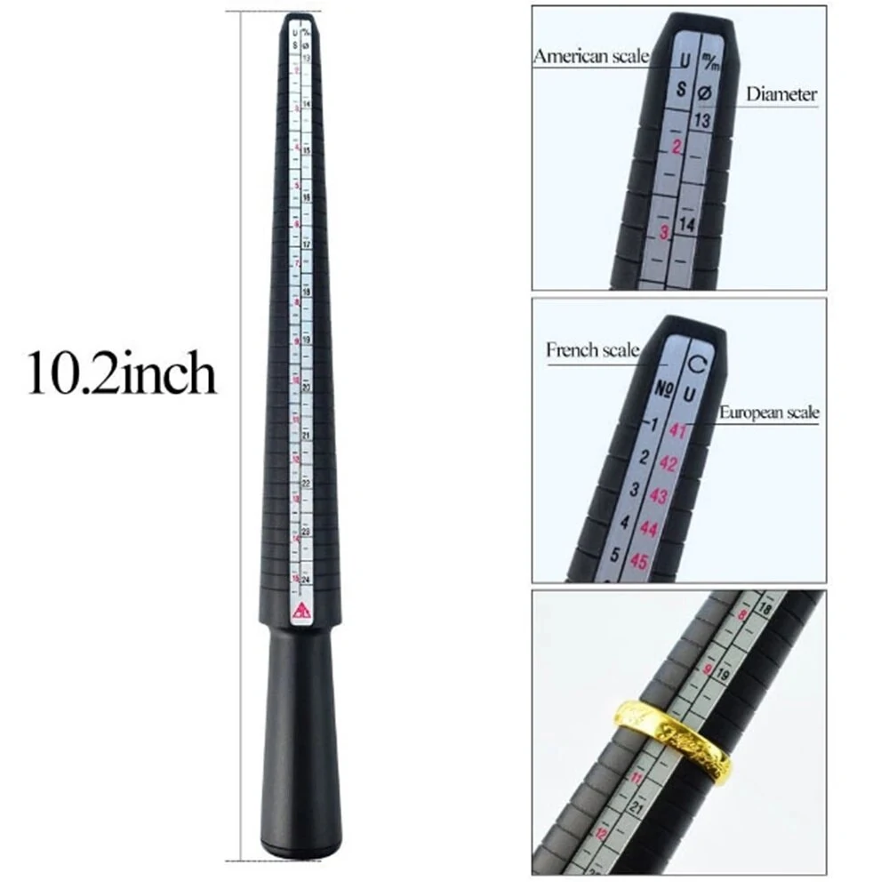 4PCS Jewelry Measuring Tool Set - Ring Sizer, Finger Gauge & Rubber Hammer - Image 3