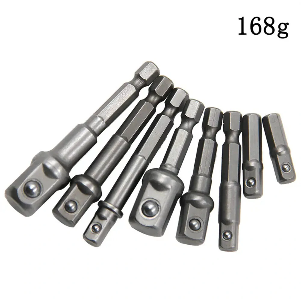 8PCS Electric Screwdriver Bit Set - 1/2, 3/8 & 1/4 Inch Hex to Square Adapter Rods - Image 3