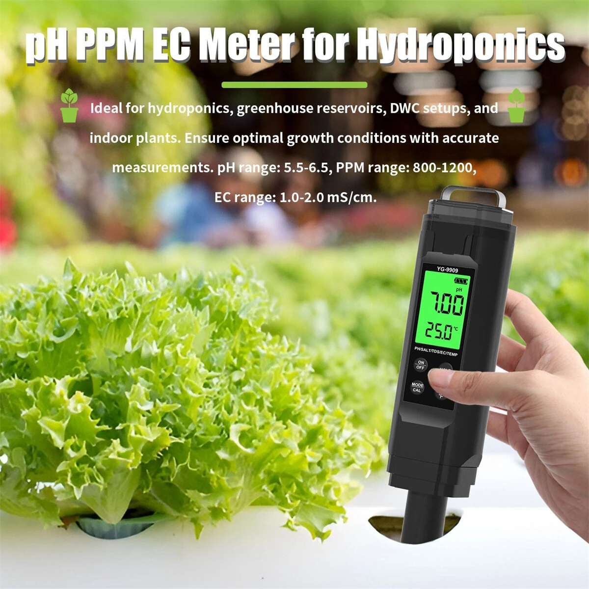 Portable Water Tester - 5-in-1 PH TDS EC Salinity & Temperature Meter - Image 3