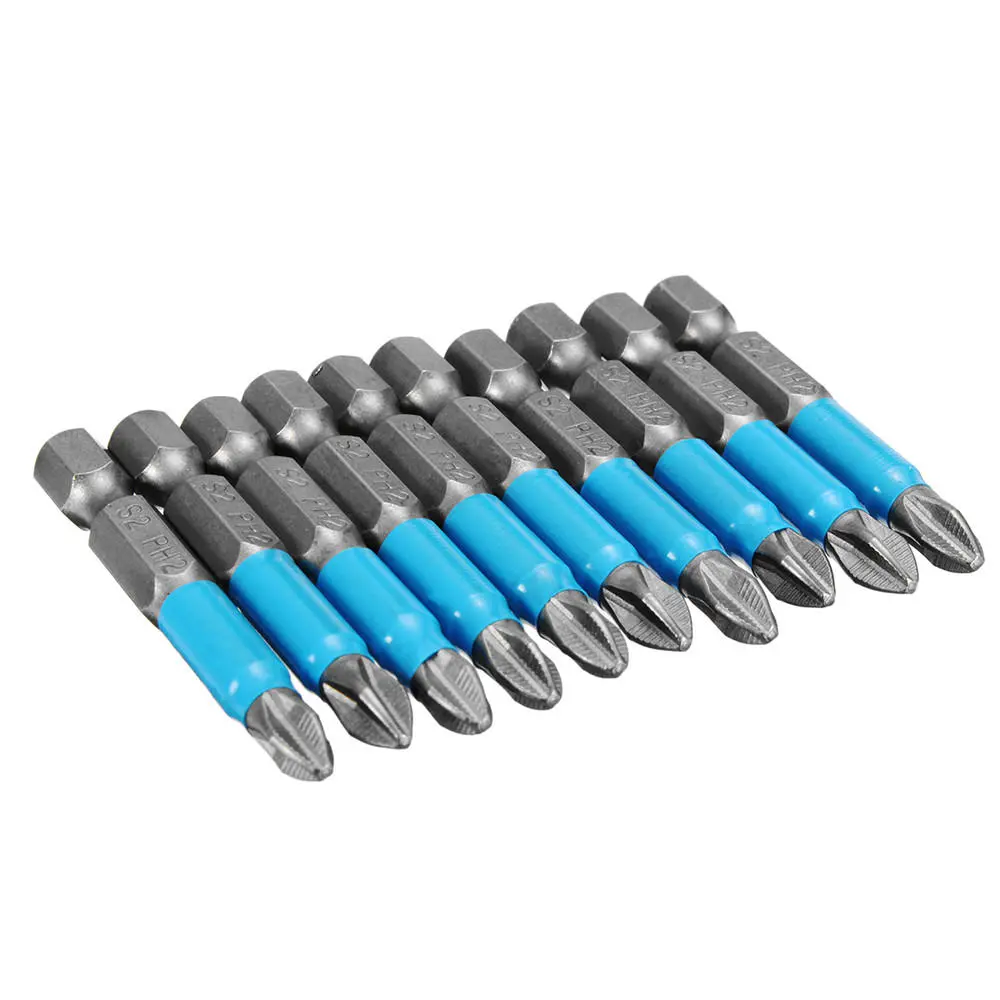 10pcs 1/4 Inch Hex Shank Phillips PH2 Magnetic Screwdriver Bits | Anti-Slip - Image 2