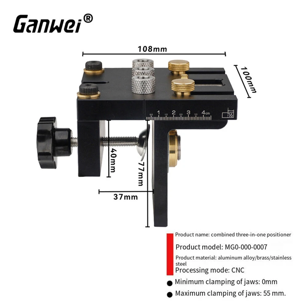 Ganwei 3-in-1 Dowelling Jig Kit | Adjustable Pocket Hole Jig for 6/8/10/15mm - Image 5