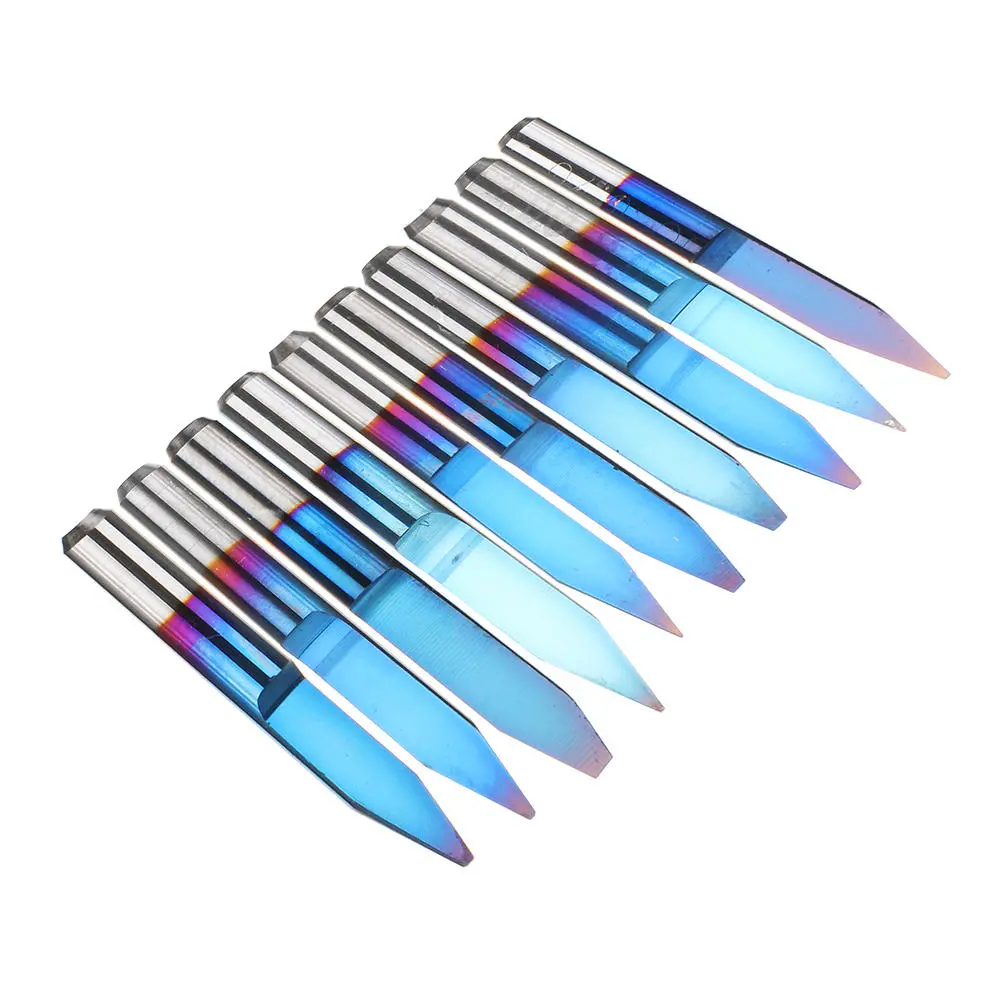 Drillpro 10pcs 0.1-1.5mm Blue Nano Carbide PCB Engraving Bits | 30 Degree Router Tool - Image 4