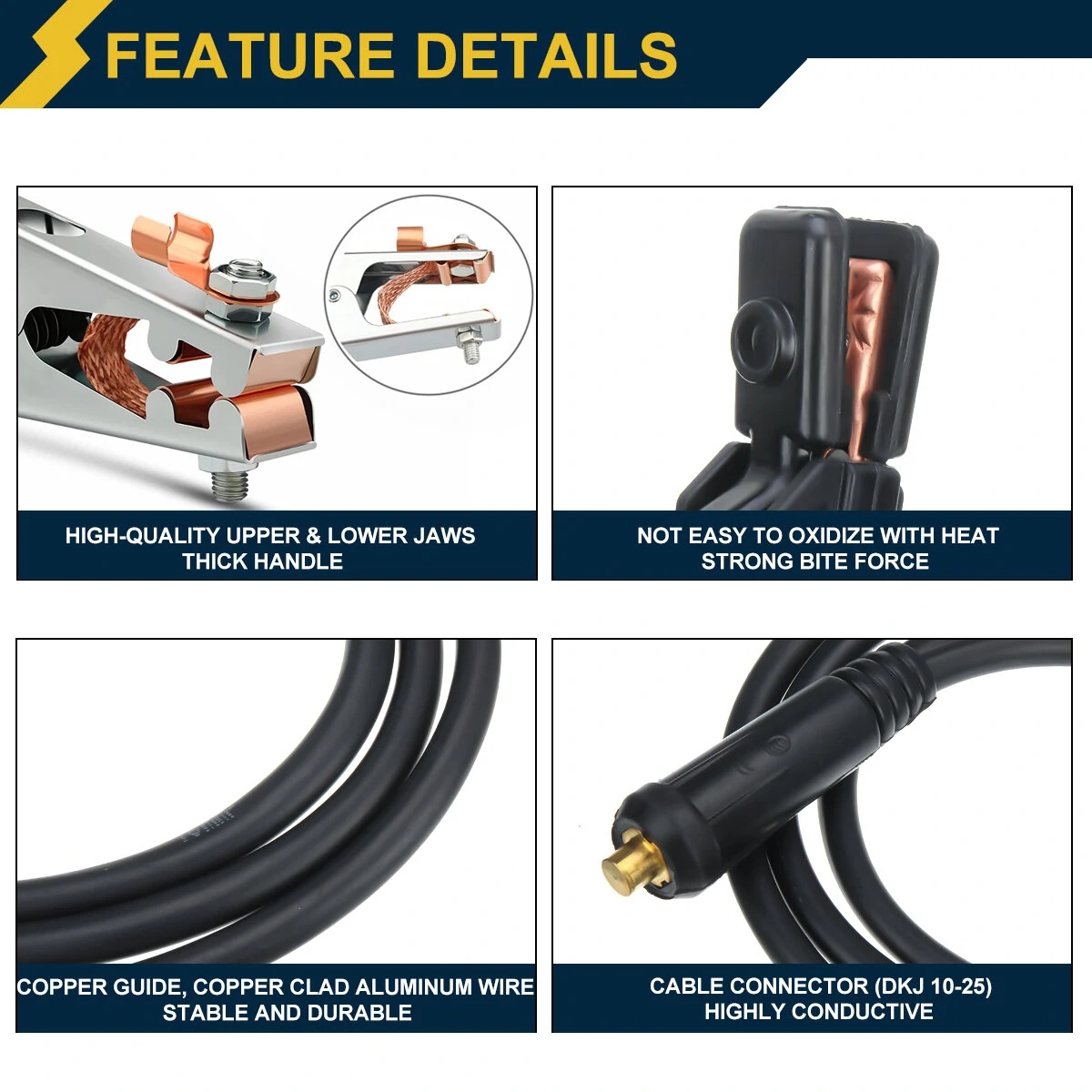 Excellway 200A Welding Ground Clamp Set - for MIG TIG ARC Machine | 1.5M-3M Cable - Image 4