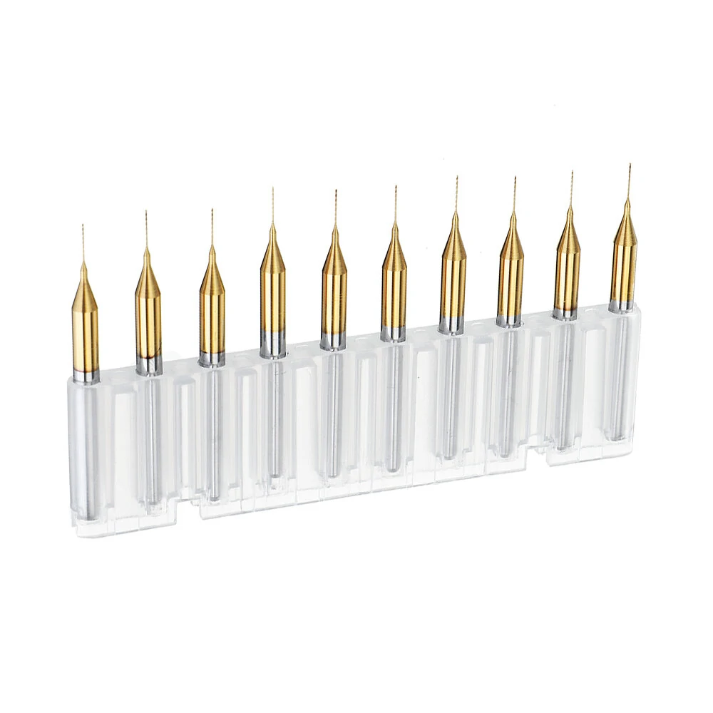 Drillpro 10PCS Tungsten Carbide PCB Drill Bit Set | 0.2-0.3mm Titanium Coated - Image 2