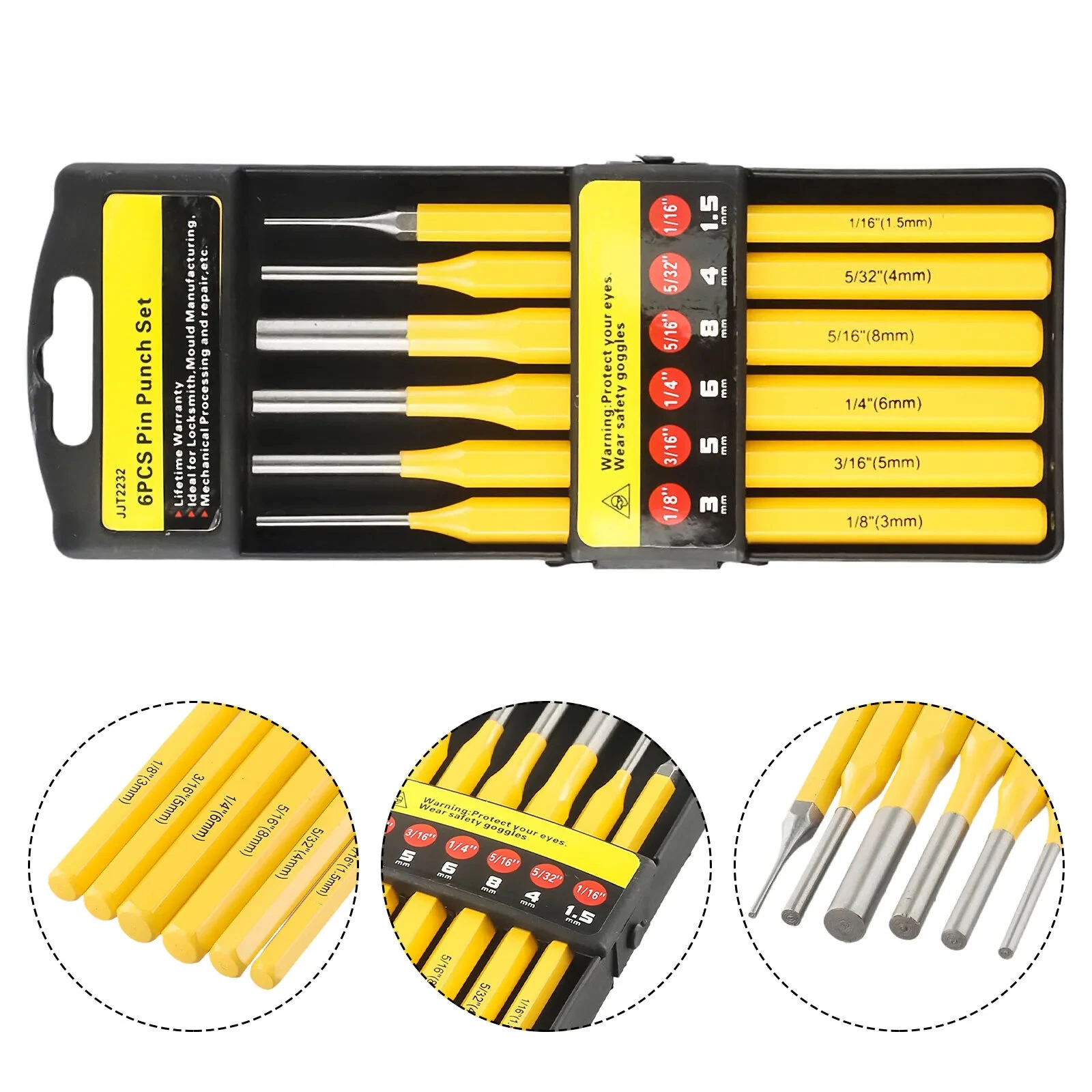 6PCS Roll Pin Punch Set - 1/8 to 5/16 Inch - For Pistol, Hunting & Woodworking - Image 2