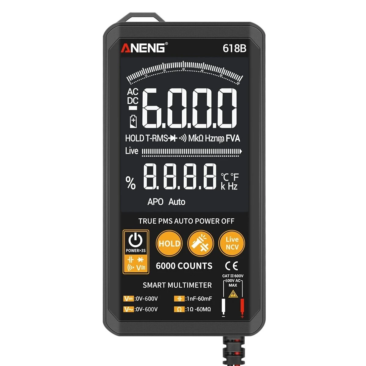 ANENG Smart Touch Digital Multimeter - Auto-Ranging Voltmeter Ohmmeter Tester - Image 4