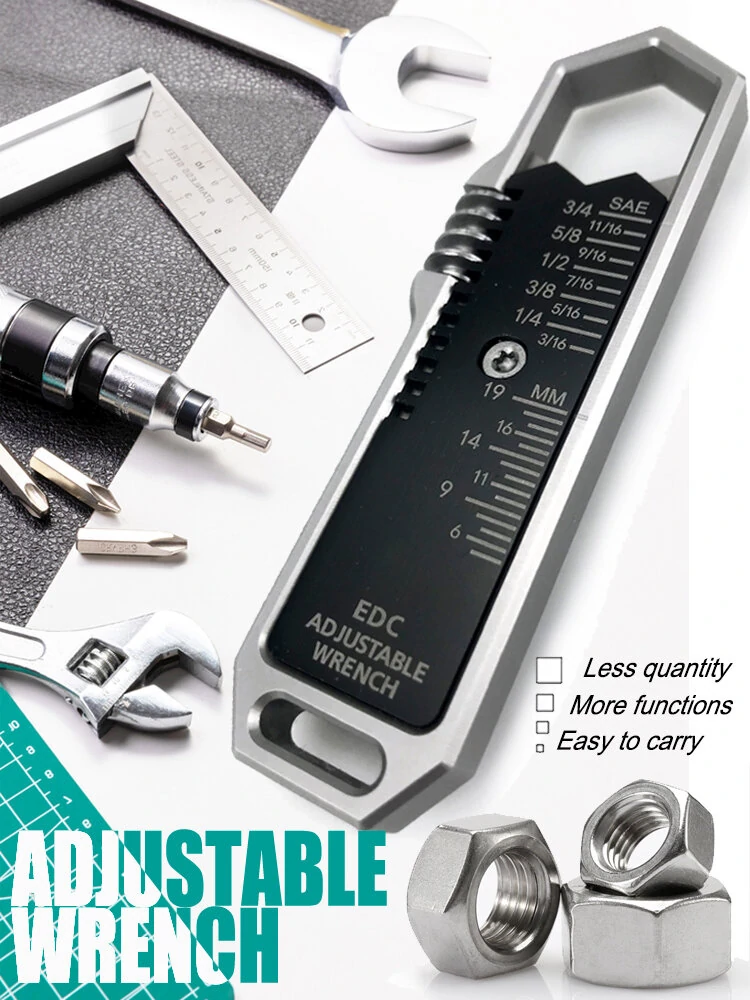 EDC Adjustable Wrench Multitool | 25 SAE & Metric Sizes | One-Handed Operation - Image 5
