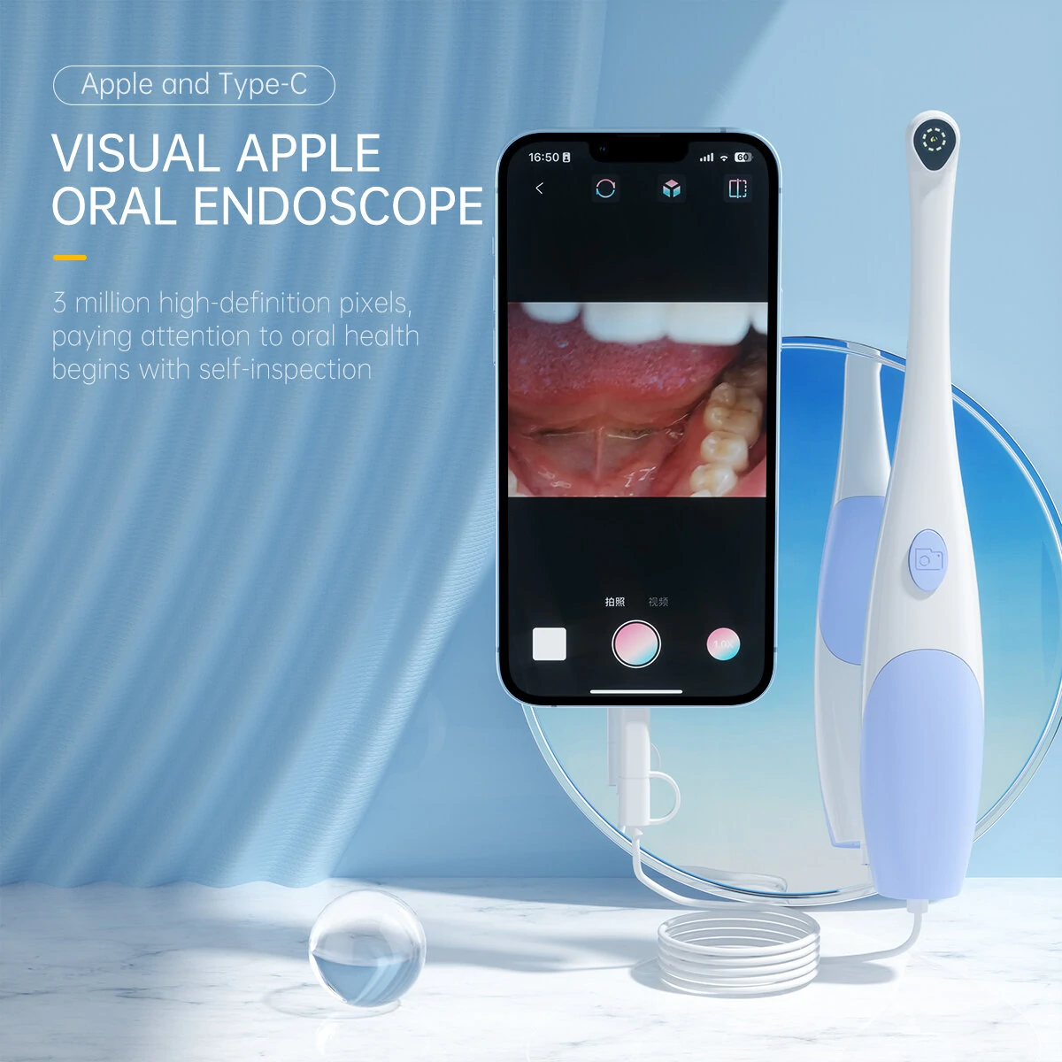 AN109 Oral Dental Intraoral Camera - Type-C 1440P Endoscope for iOS Android - Image 4